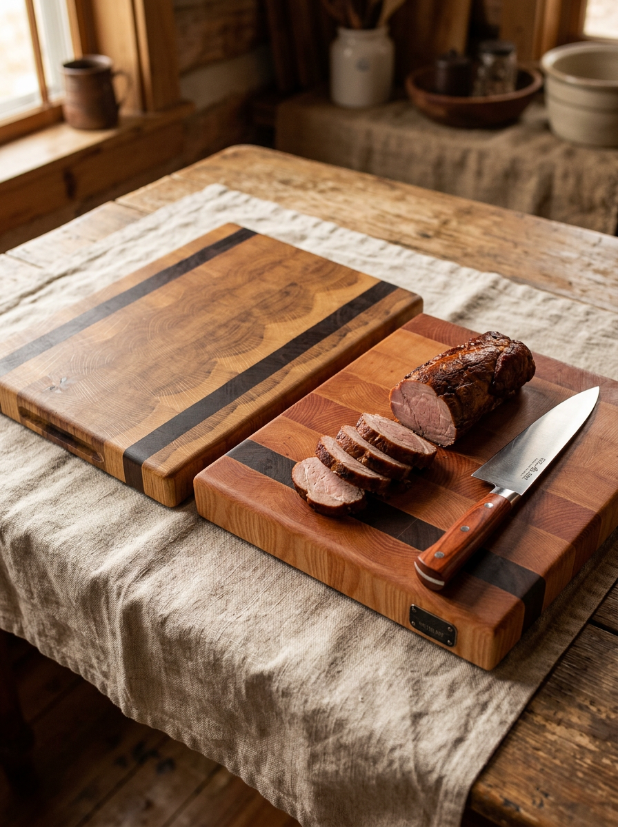 Cutting board with meat